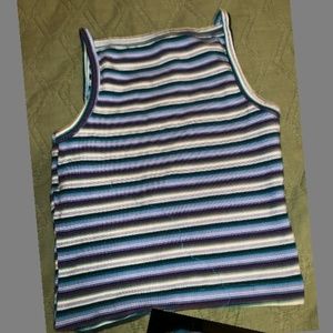 LA Movers Tank Stripped Crop Top